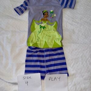 Hanna Andersson Disney Princess Tiana Kids Pajama Set - Purple and Green